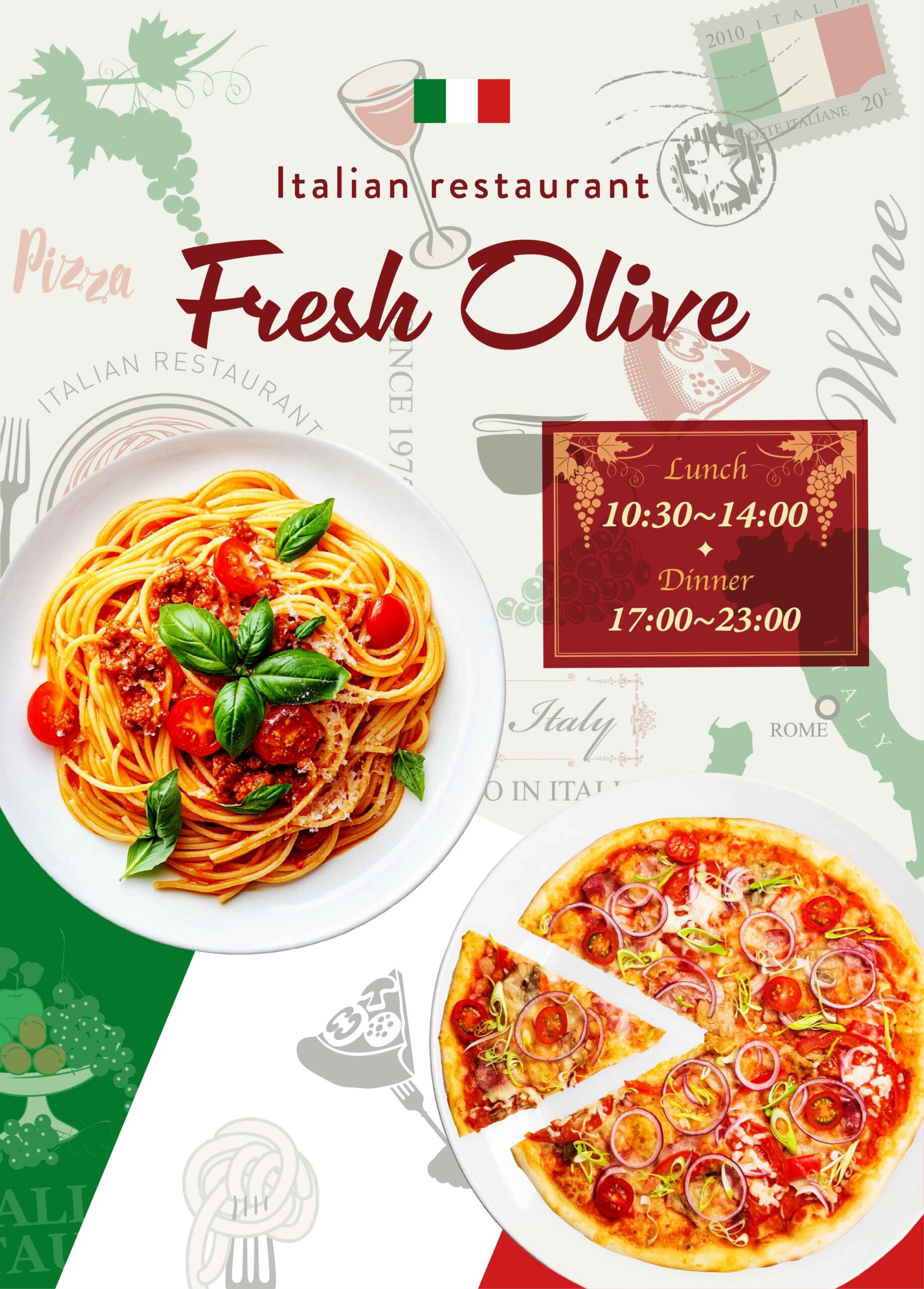 イタリアンの店頭幕